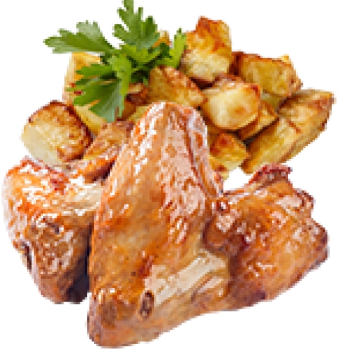 Крылья  куриные с жареным картофелем